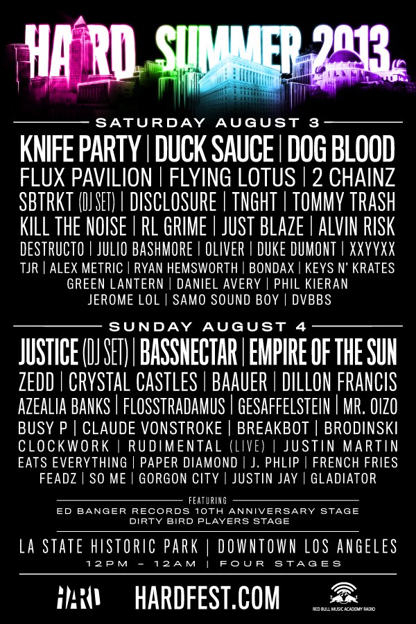 hard summer 2013 lineup