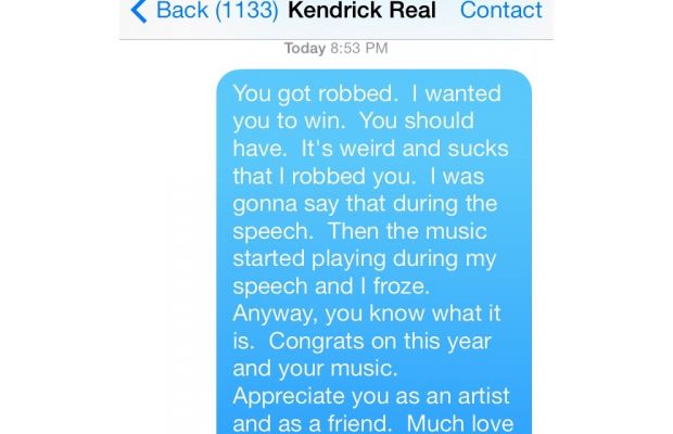 Mackelmore Texts Kendrick Lamar 