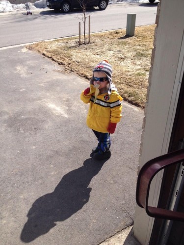 Carter toddler eating banana